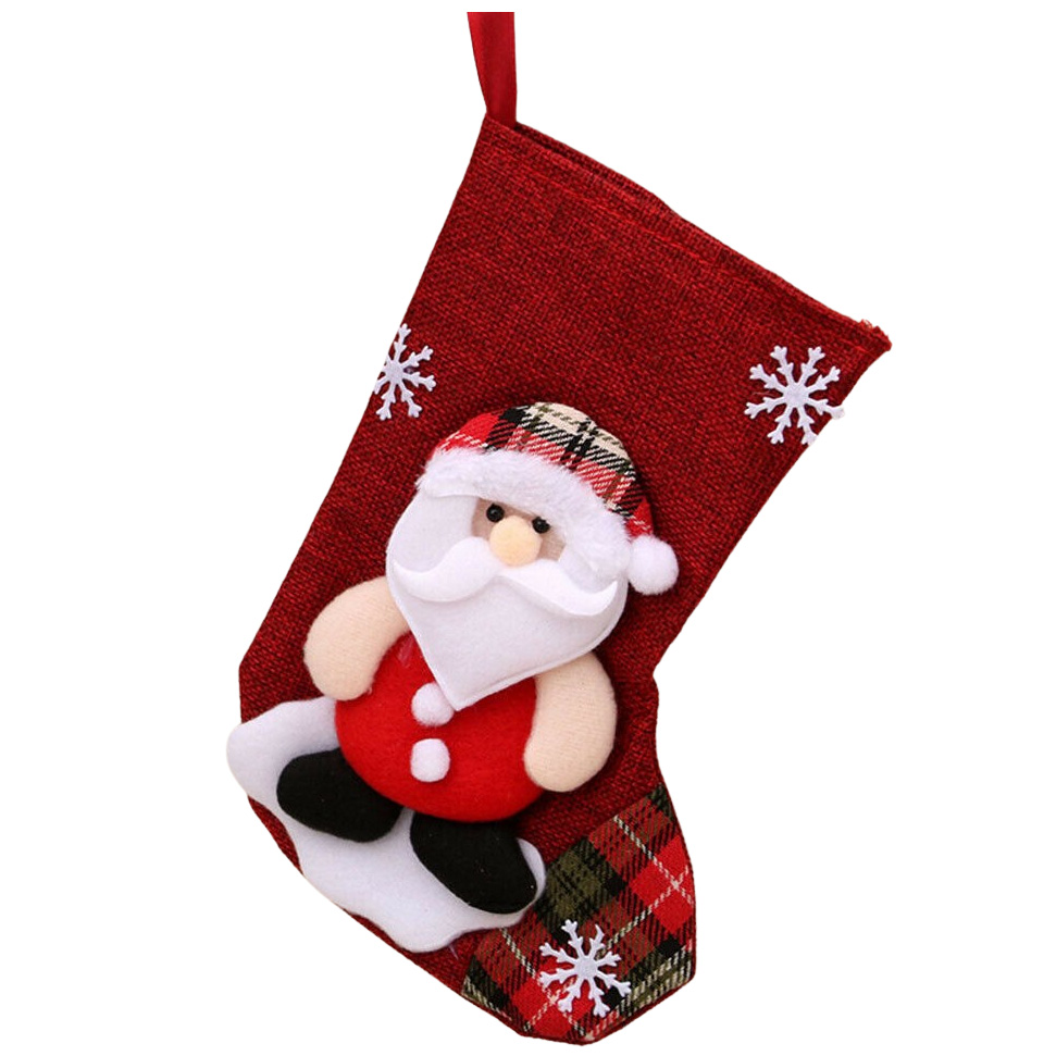 Grande Chaussette De Noël 46 Cm - Bas Cheminée Décoratif - Cadeau, Bonbons - Matériau Acrylique Doux - Blanc